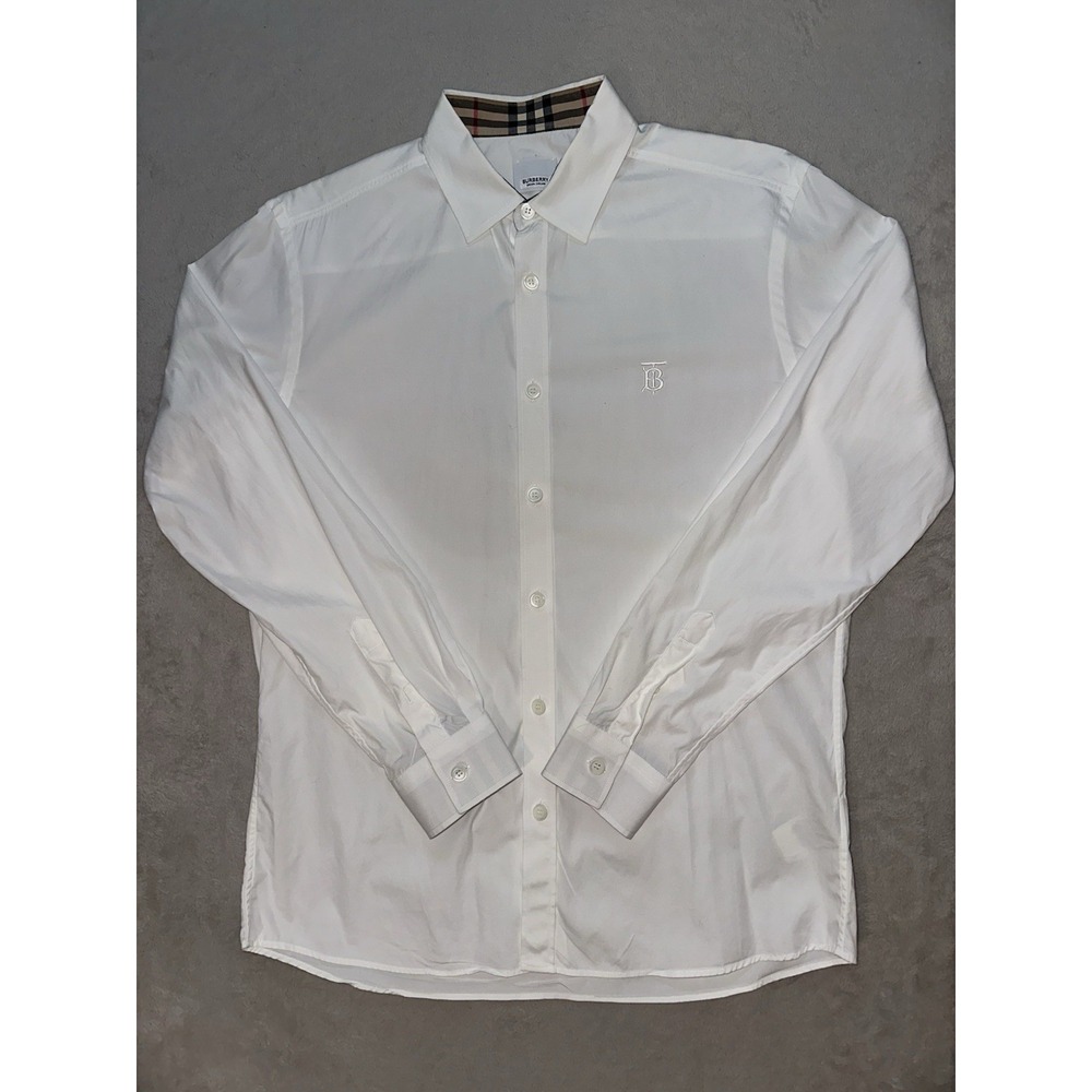 Burberry Brit Long Sleeve Collared Button Down Top Sz Large Nova Check White